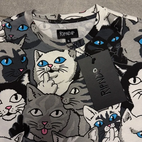 RIPNDIP Family Tree All Over Cat Print Short Sleeve Tee T-Shirt Lord Nermal S - Picture 2 of 7